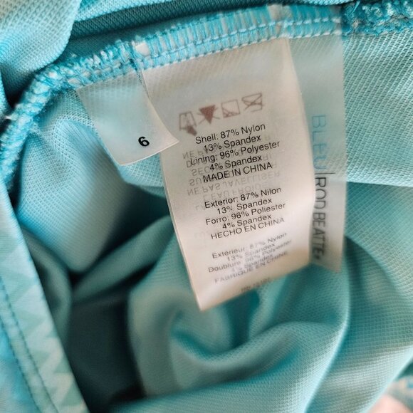 BLUE Rod Beattie Riding A Wave Tankini Swim Top, Turquoise, Size 6 - Picture 5 of 11